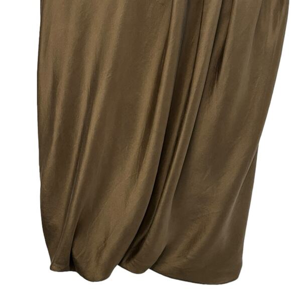 CLUB MONACO Olive Brown Silk Scoop Neck Sleeveless Knee Length Dress Size 2 - Picture 3 of 9